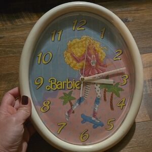 Barbie Oval Wall Clock - Cream and Pink Delight